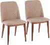 CHR-TNT-MBN-E2 Brown Upholstered Dining Room Chairs (Set of 2) - Tintori