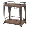 BTC-OR-AN-E Industrial Antique Metal and Espresso Wood-Pressed Grain Bamboo Bar Cart