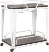 BTC-OR-VWE Industrial White Metal and Espresso Wood Pressed Grain Bamboo Bar Cart - Oregon
