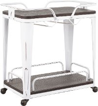 BTC-OR-VWE Industrial White Metal and Espresso Wood Pressed Grain Bamboo Bar Cart - Oregon