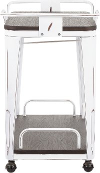 BTC-OR-VWE Industrial White Metal and Espresso Wood Pressed Grain Bamboo Bar Cart - Oregon-2