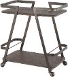 BTC-SVEN-AN-E Industrial Antique Metal and Espresso Wood-Pressed Bamboo Bar Cart - Seven