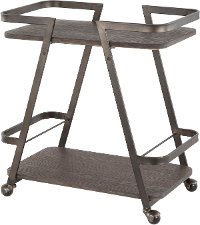 BTC-SVEN-AN-E Industrial Antique Metal and Espresso Wood-Pressed Bamboo Bar Cart - Seven