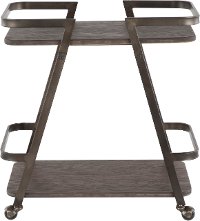 BTC-SVEN-AN-E Industrial Antique Metal and Espresso Wood-Pressed Bamboo Bar Cart - Seven-2