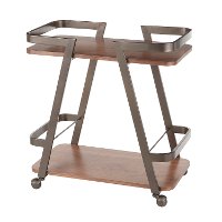 BTC-SVEN-ANWL Industrial Antique Metal and Walnut Wood Bar Cart - Seven-3