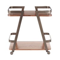 BTC-SVEN-ANWL Industrial Antique Metal and Walnut Wood Bar Cart - Seven-4