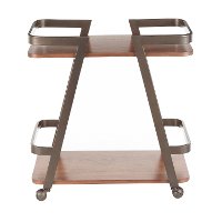 BTC-SVEN-ANWL Industrial Antique Metal and Walnut Wood Bar Cart - Seven-5