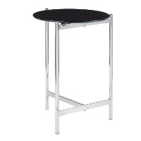 TB-CHLOE-BK Contemporary Chrome and Black Side Table - Chloe-5