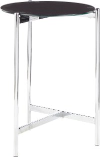 TB-CHLOE-BK Contemporary Chrome and Black Side Table - Chloe-7