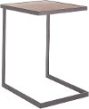 TB-ZENN-BKWL Industrial Black Metal End Table with Walnut Top - Zenn