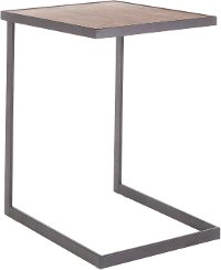 TB-ZENN-BKWL Industrial Black Metal End Table with Walnut Top - Zenn-1