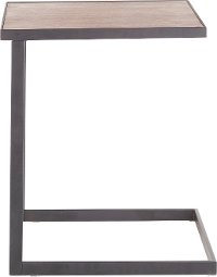 TB-ZENN-BKWL Industrial Black Metal End Table with Walnut Top - Zenn-3