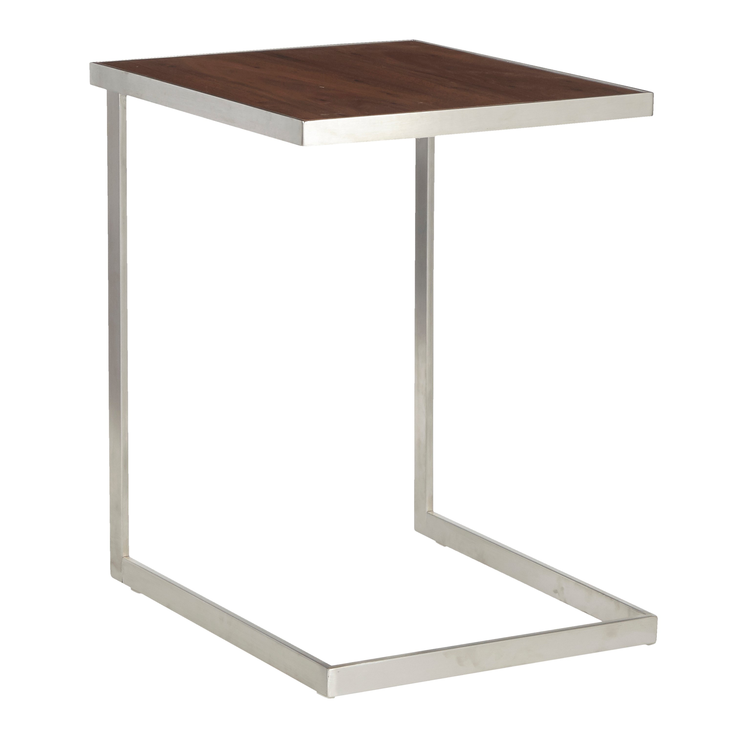 TB-ZENN-SSWL Industrial Stainless Steel and Walnut End Table - Zenn-1