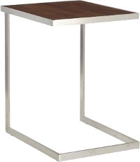 TB-ZENN-SSWL Industrial Stainless Steel and Walnut End Table - Zenn