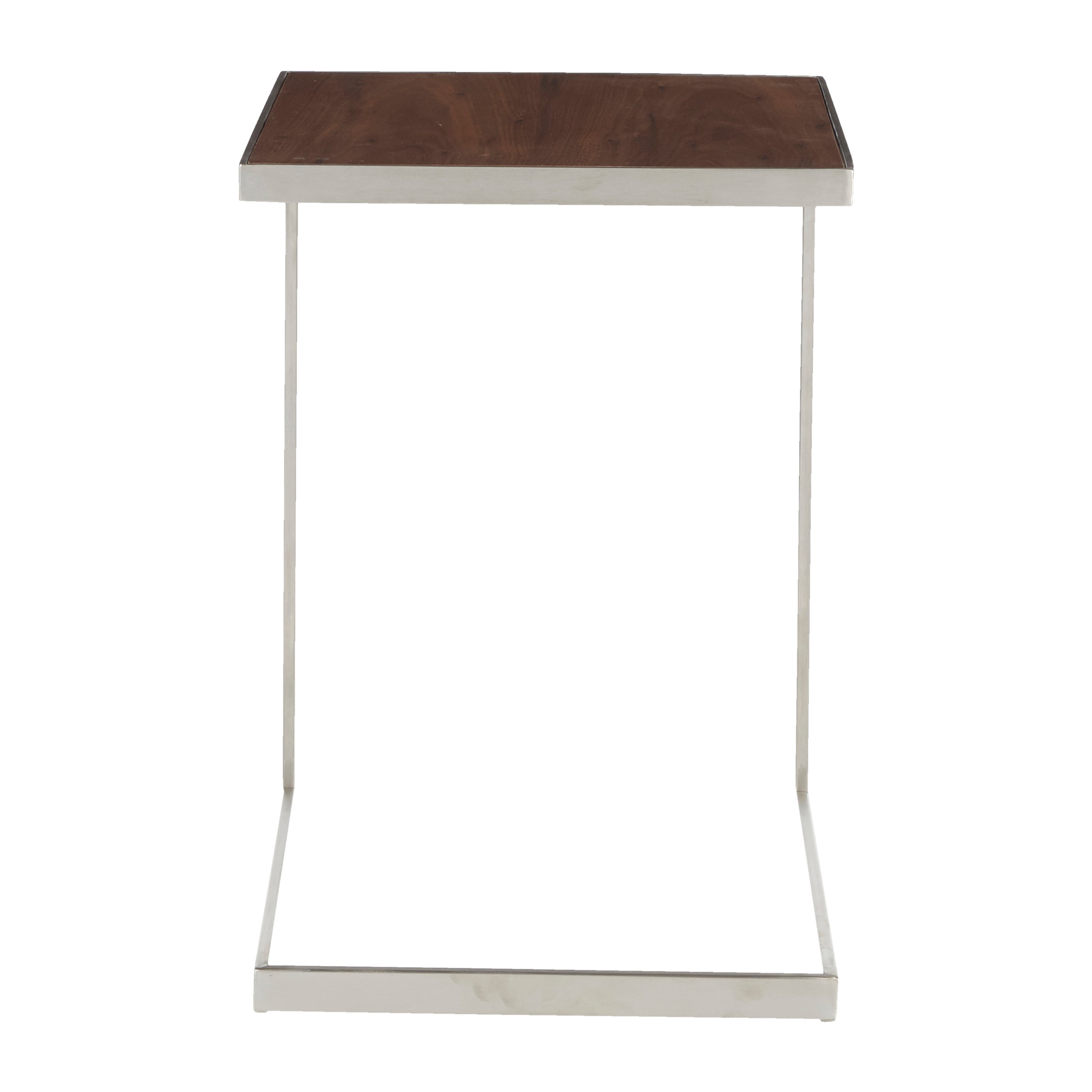 TB-ZENN-SSWL Industrial Stainless Steel and Walnut End Table - Zenn-2