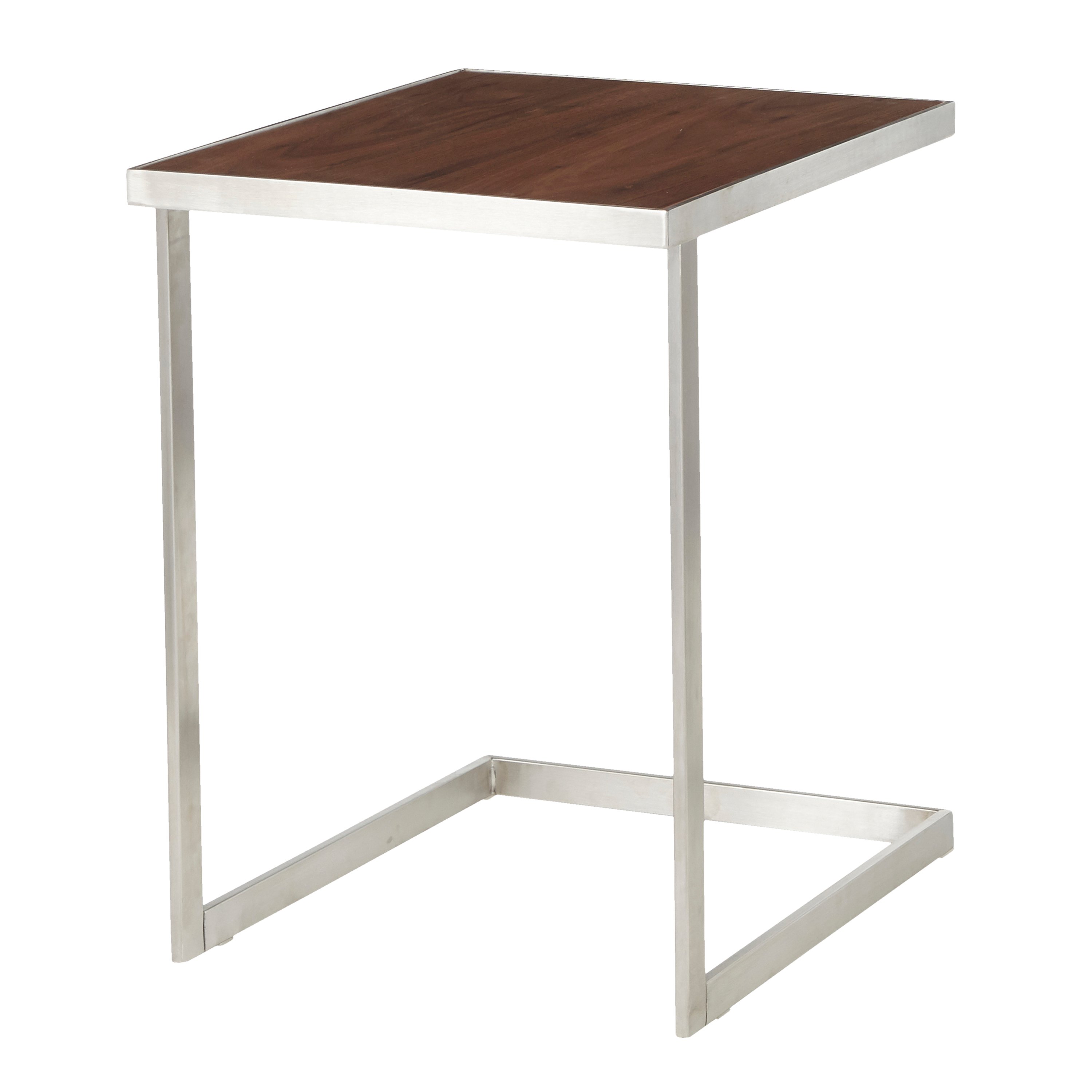 TB-ZENN-SSWL Industrial Stainless Steel and Walnut End Table - Zenn-3
