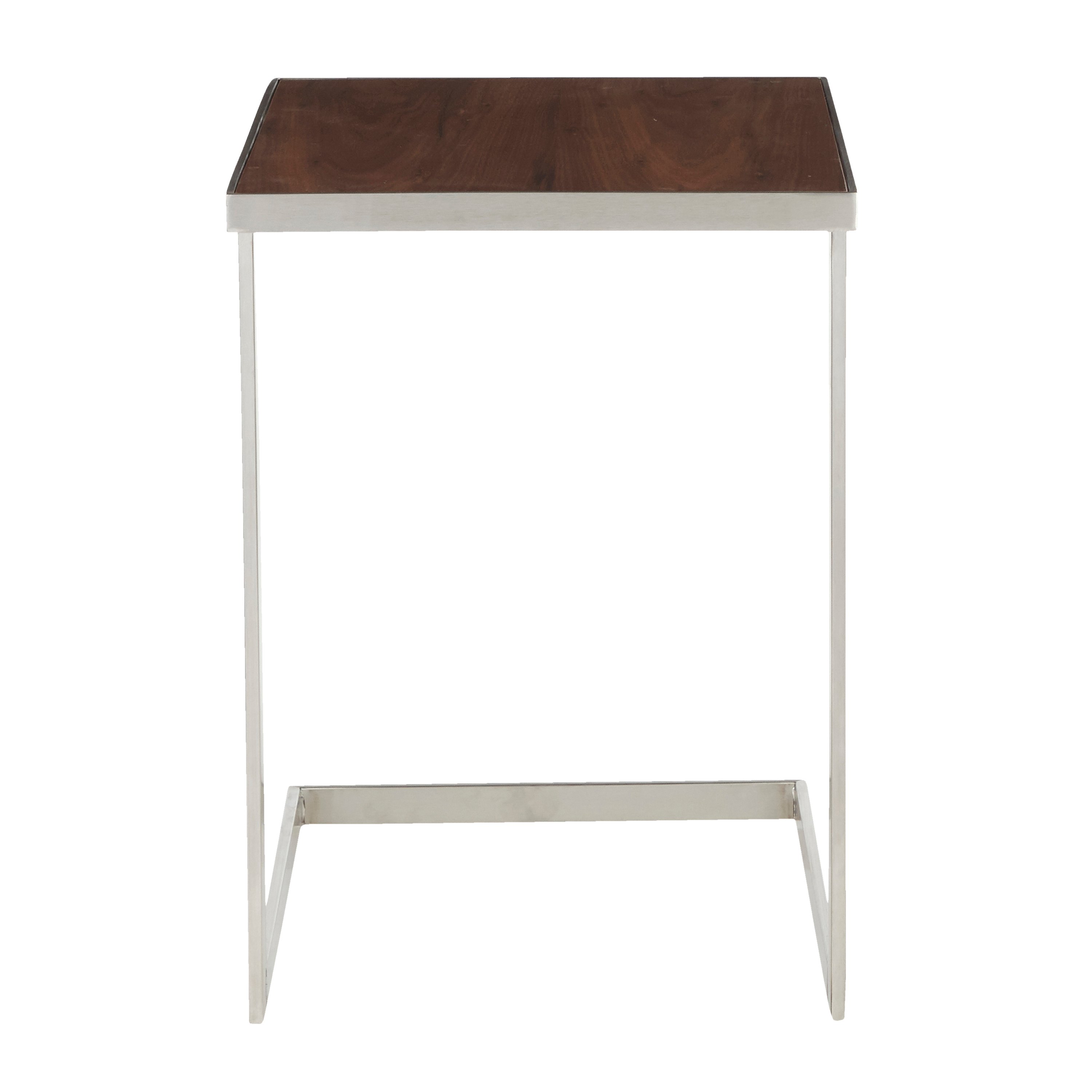 TB-ZENN-SSWL Industrial Stainless Steel and Walnut End Table - Zenn-4