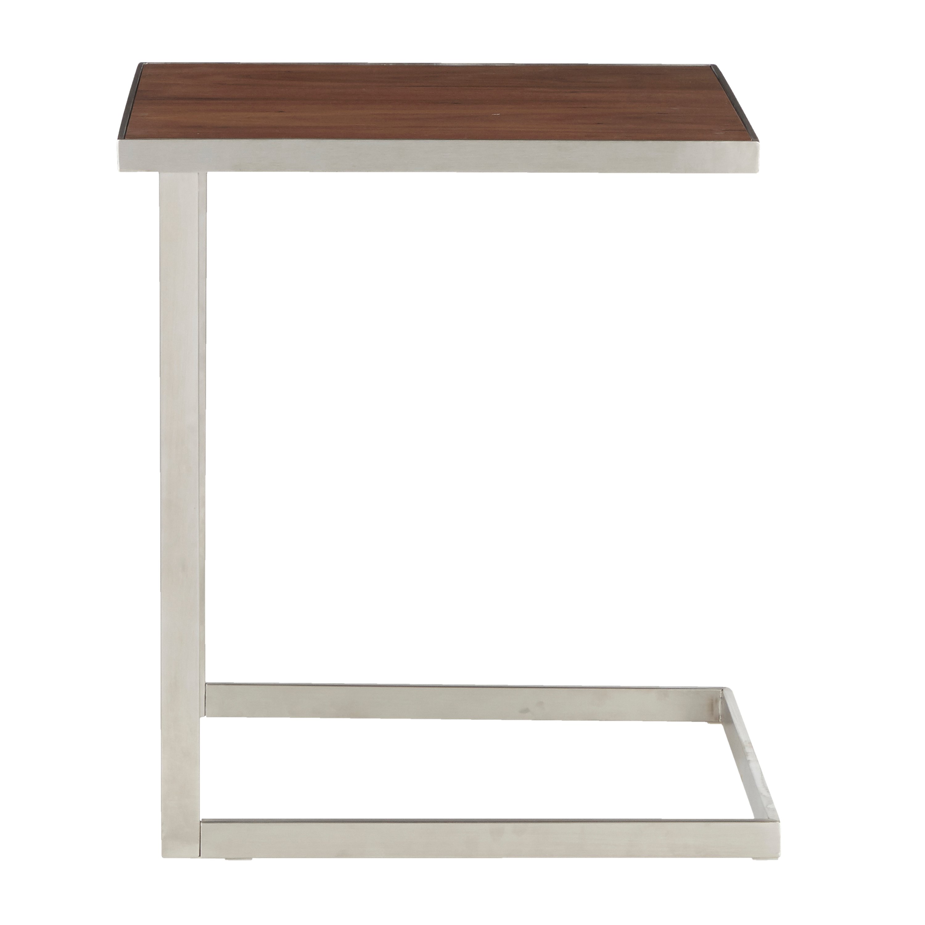 TB-ZENN-SSWL Industrial Stainless Steel and Walnut End Table - Zenn-7