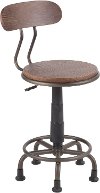 OC-DKTA-AN-BN Industrial Antique Metal and Espresso Wood Task Chair - Dakota