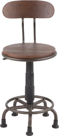 OC-DKTA-AN-BN Industrial Antique Metal and Espresso Wood Task Chair - Dakota-4