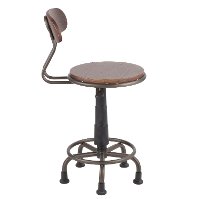 OC-DKTA-AN-BN Industrial Antique Metal and Espresso Wood Task Chair - Dakota-5