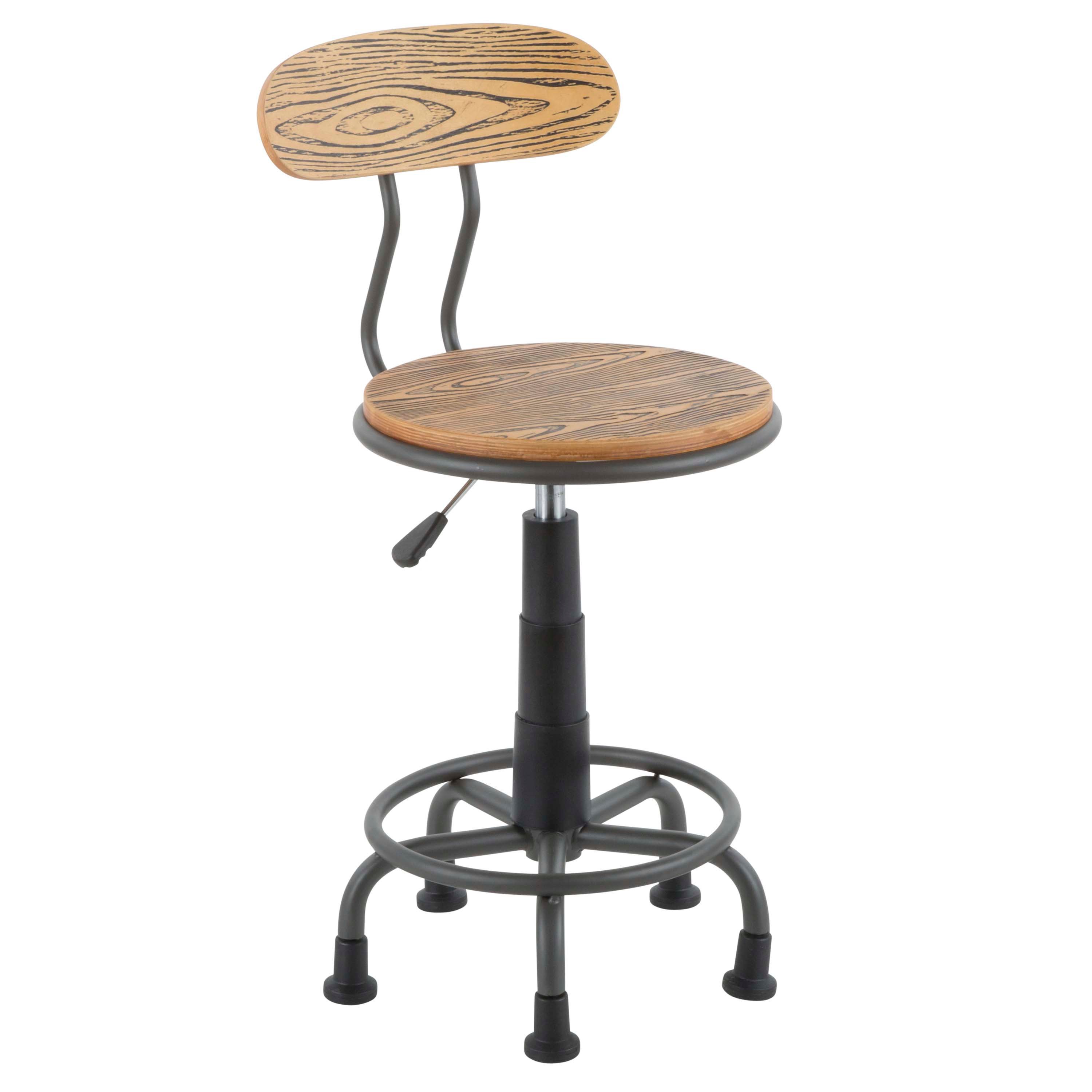OC-DKTA-GY Grey Metal and Natural Wood Industrial Task Chair - Dakota-1