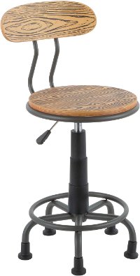 OC-DKTA-GY Grey Metal and Natural Wood Industrial Task Chair - Dakota
