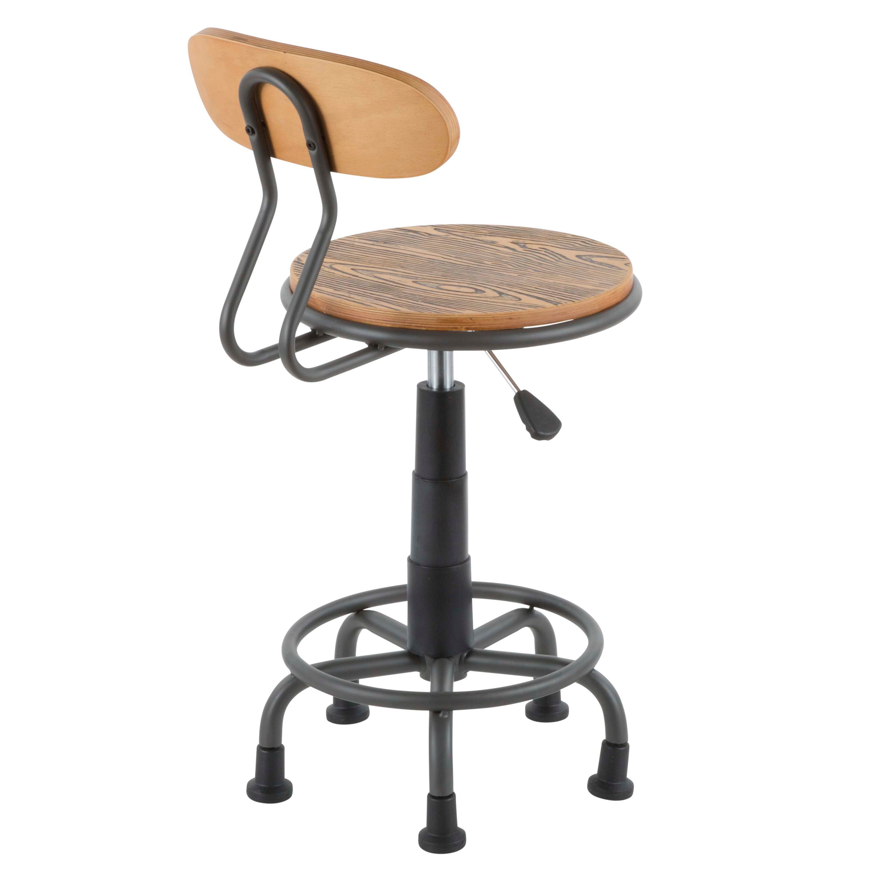 OC-DKTA-GY Grey Metal and Natural Wood Industrial Task Chair - Dakota-2