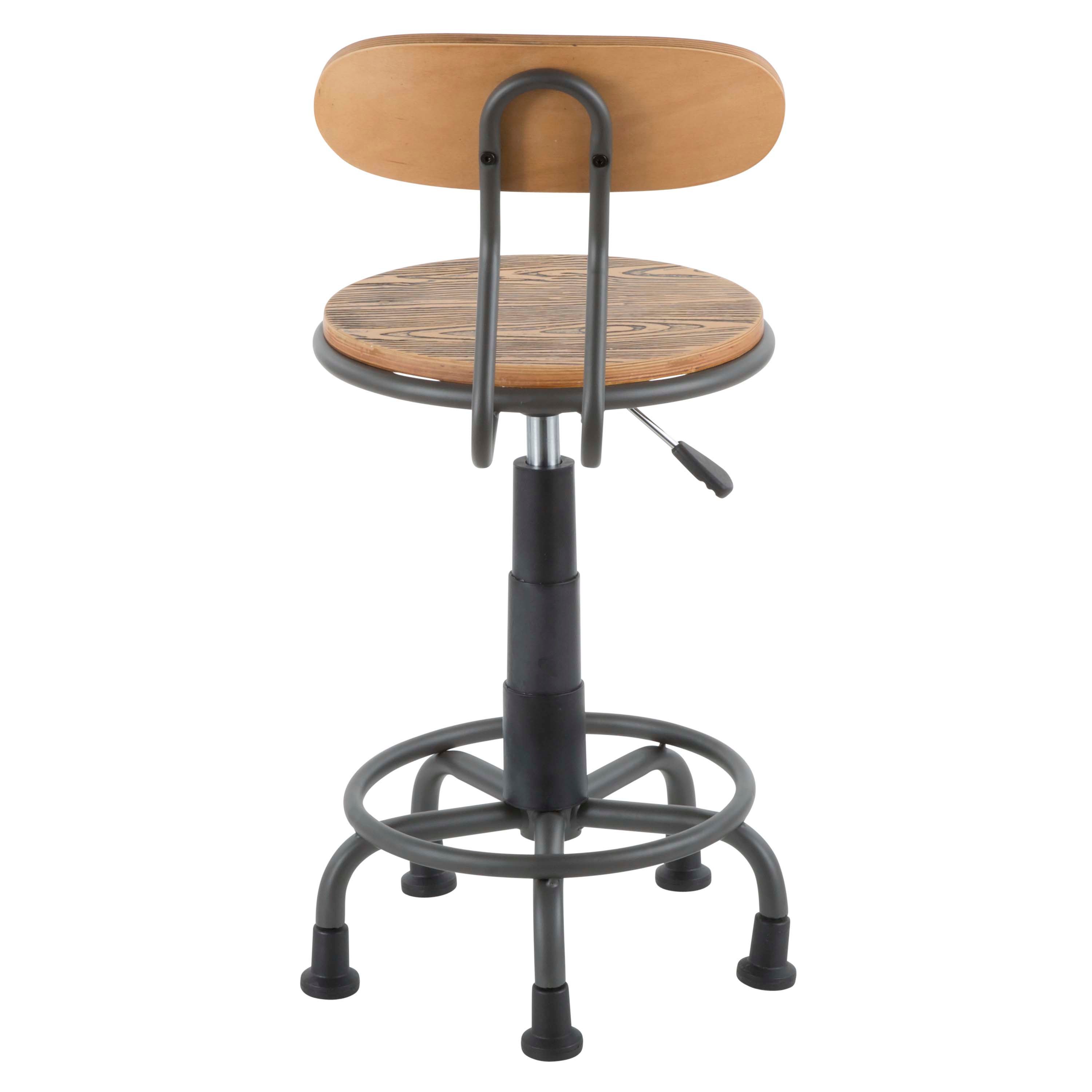 OC-DKTA-GY Grey Metal and Natural Wood Industrial Task Chair - Dakota-3
