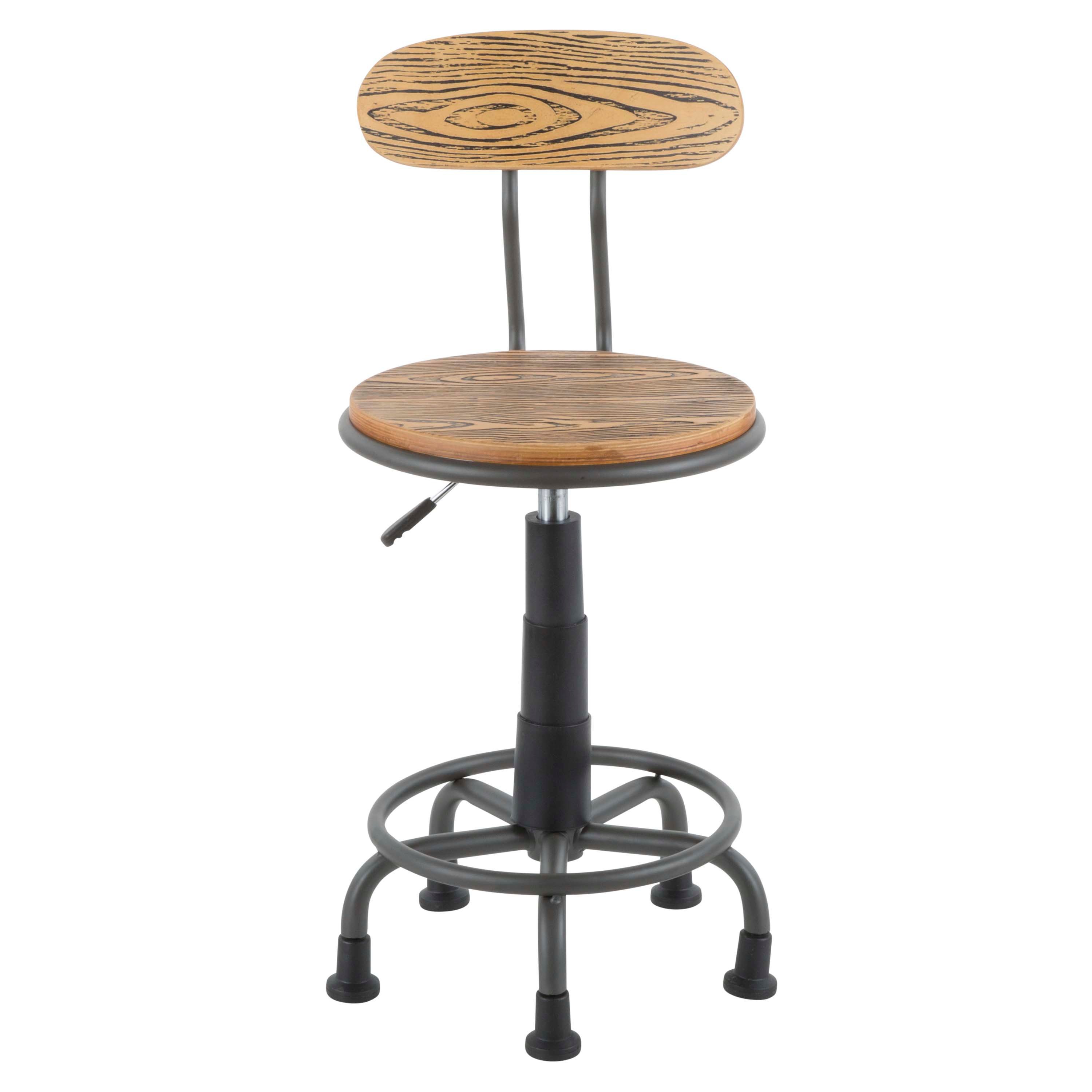 OC-DKTA-GY Grey Metal and Natural Wood Industrial Task Chair - Dakota-4