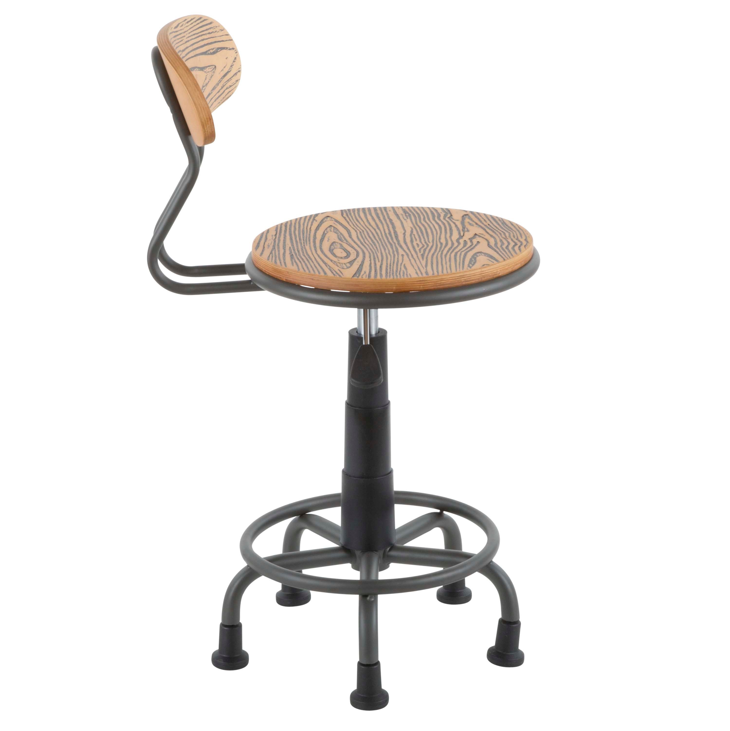 OC-DKTA-GY Grey Metal and Natural Wood Industrial Task Chair - Dakota-6