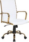 OC-MSTR-AU-W Gold with White Faux Leather Contemporary Office Chair - Master