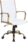 OC-MSTR-AU-W Master Gold & White Faux Leather Contemporary Office Chair