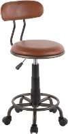 OC-SWFT-AN-MBN Antique Metal and Brown Faux Leather Industrial Task Chair - Swift