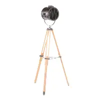 LS-AHOY2-BNAN Industrial Natural Wood and Antique Metal Floor Lamp - Ahoy