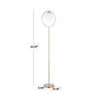 LS-MOONFL-AU Contemporary Gold Metal Floor Lamp with Frosted Glass Shade - Moon