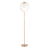 LS-MOONFL-AU Contemporary Gold Metal Floor Lamp with Frosted Glass Shade - Moon-8
