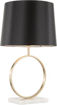 L-MOONTB Gold Metal Table Lamp with White Marble Base - Moon