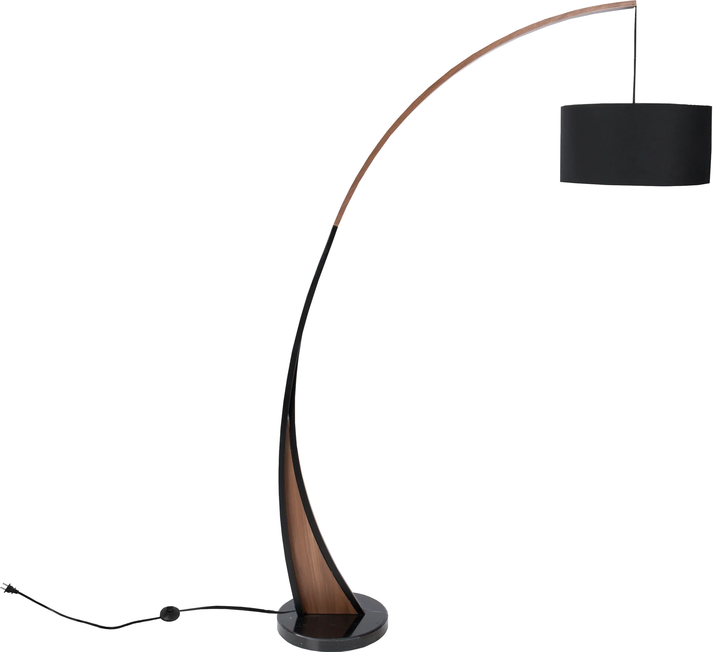LS-NOAHFL-WL-BK Mid Century Modern Walnut Wood Floor Lamp with Marble Base - Noah-1