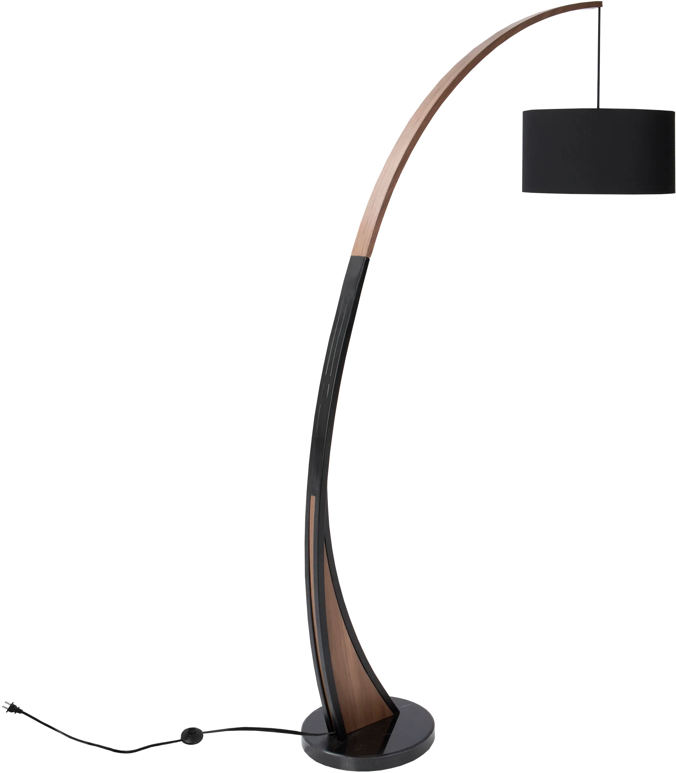 LS-NOAHFL-WL-BK Mid Century Modern Walnut Wood Floor Lamp with Marble Base - Noah-2