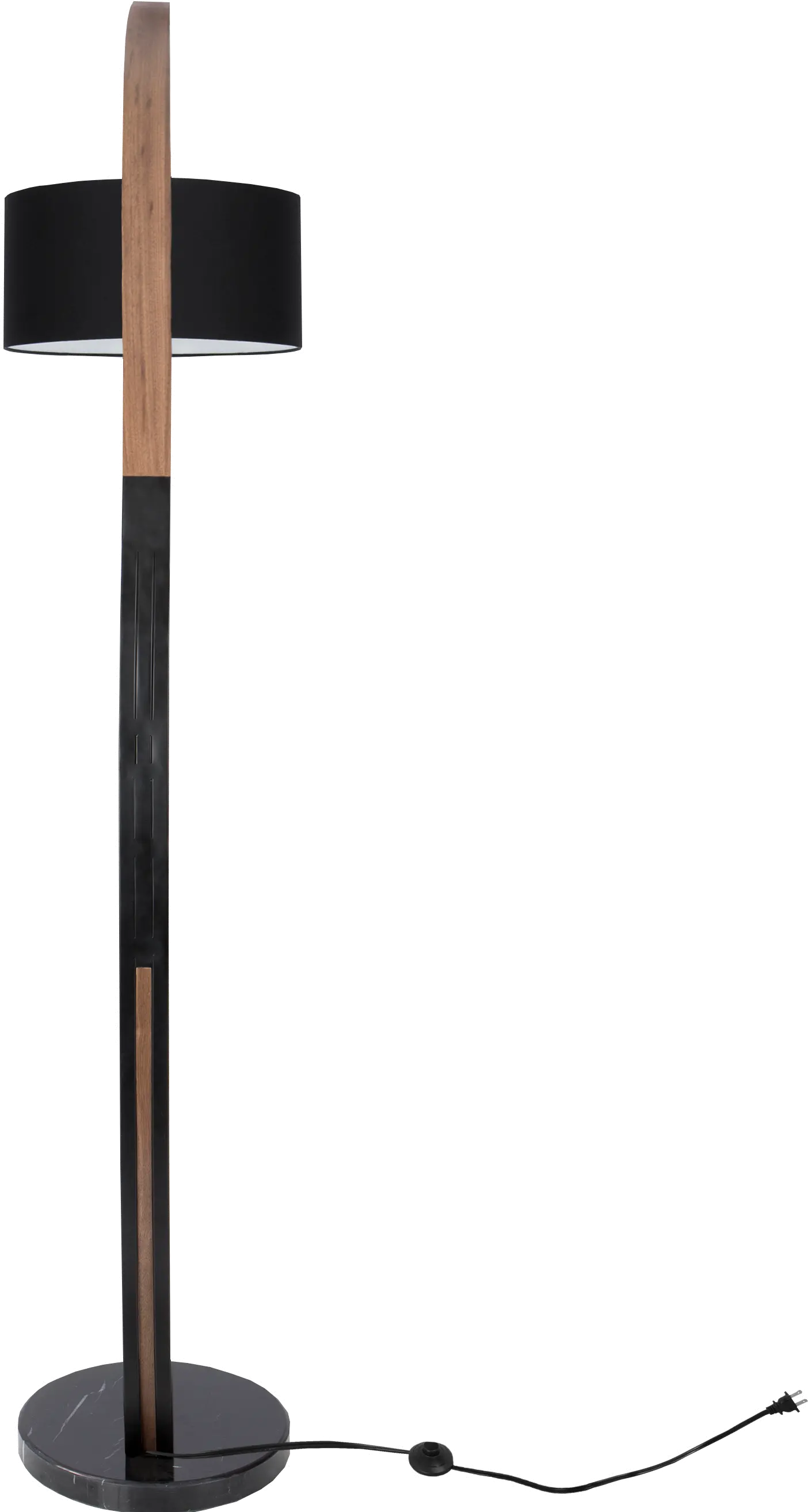 LS-NOAHFL-WL-BK Mid Century Modern Walnut Wood Floor Lamp with Marble Base - Noah-3