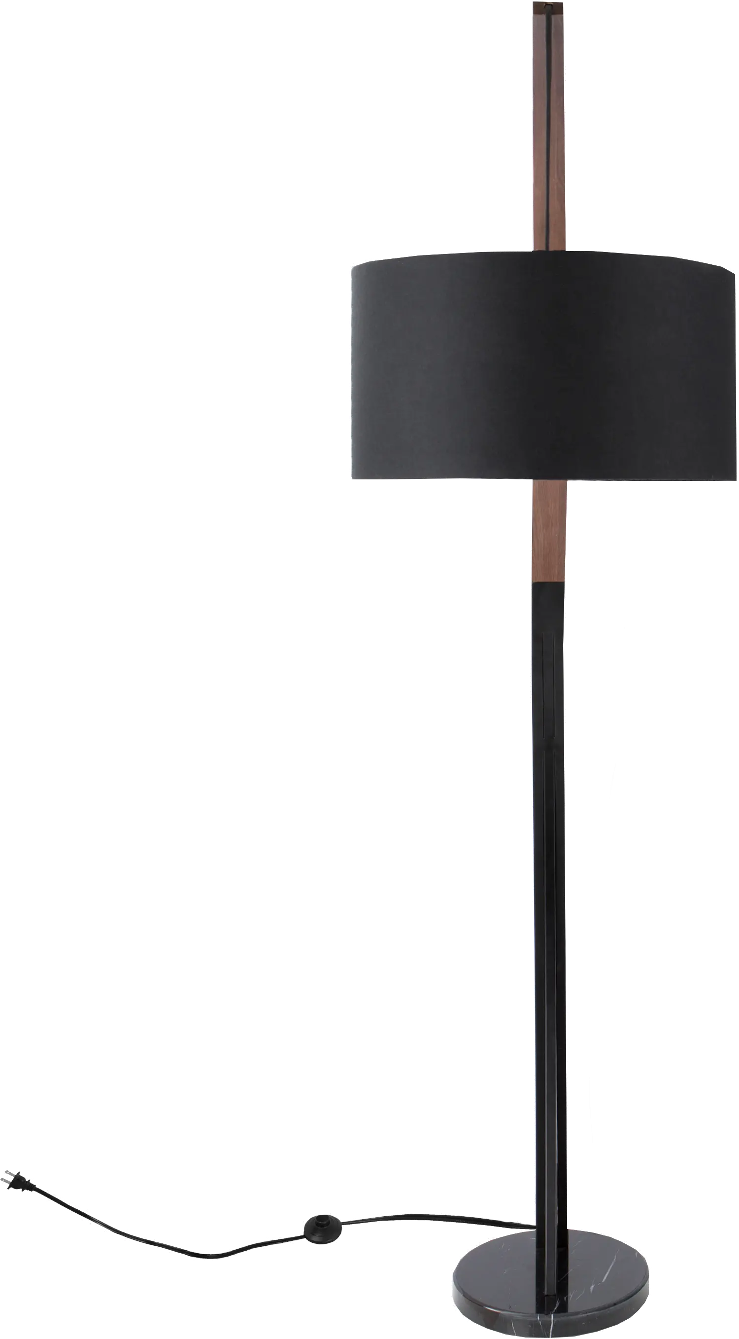 LS-NOAHFL-WL-BK Mid Century Modern Walnut Wood Floor Lamp with Marble Base - Noah-4