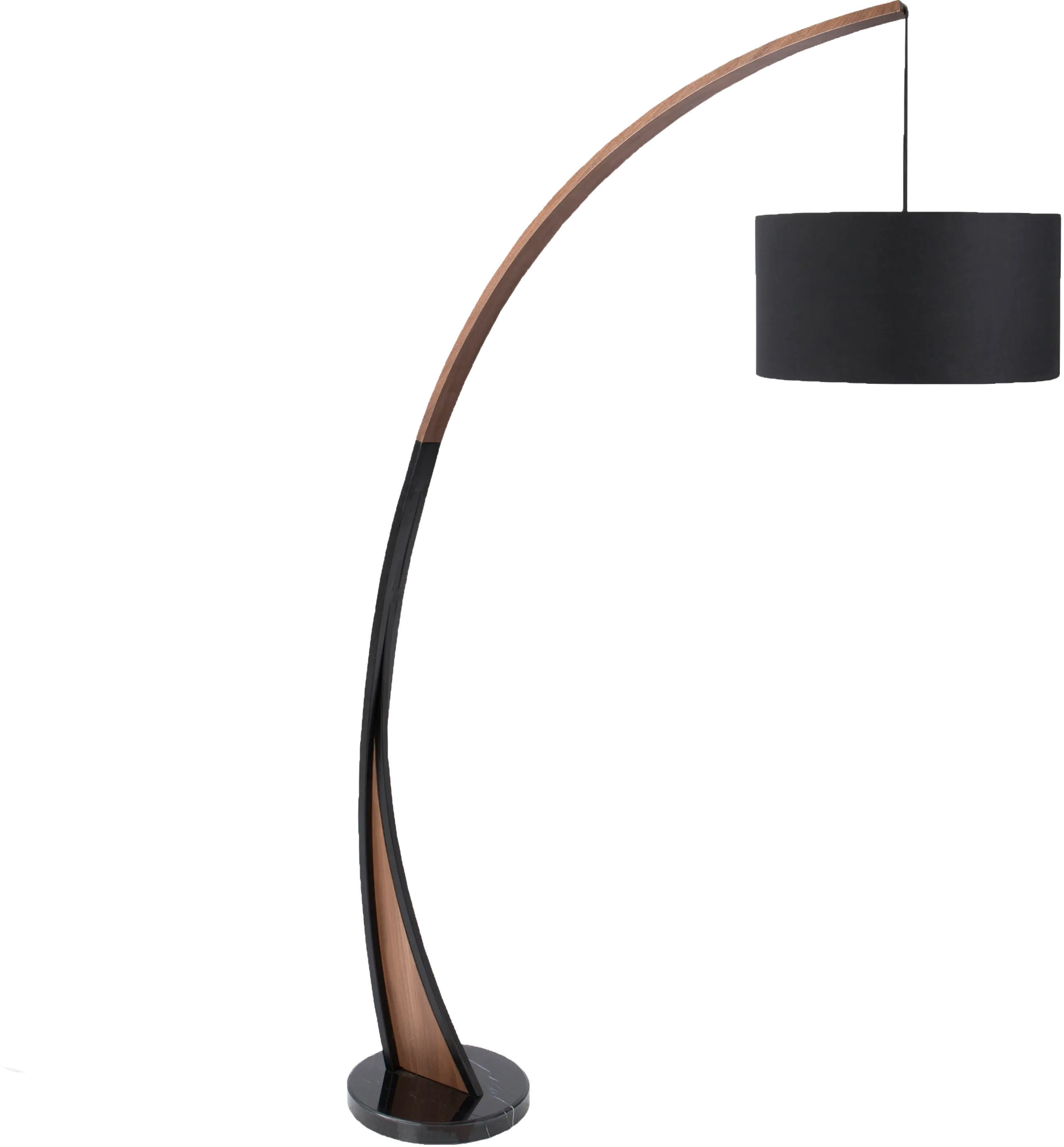 LS-NOAHFL-WL-BK Mid Century Modern Walnut Wood Floor Lamp with Marble Base - Noah-7