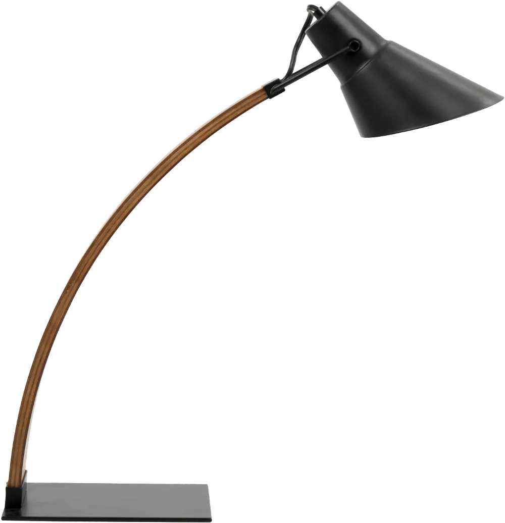 LS-NOAH-WL-BK/LAMP Mid Century Modern Walnut and Black Table Lamp-1