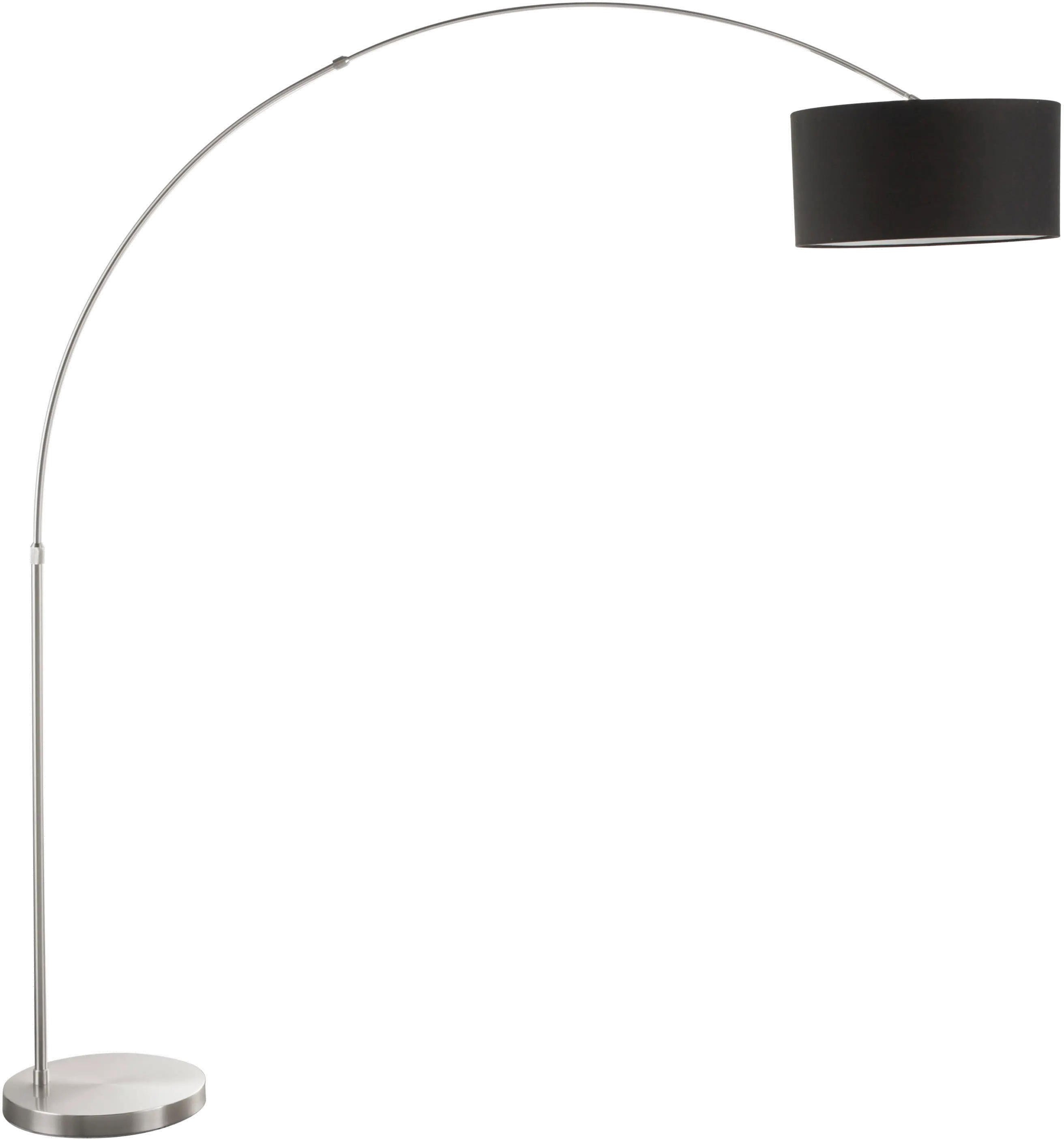LS-L-SALFLR-BK Satin Nickel Contemporary Floor Lamp with Black Shade - Salon-1
