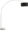 LS-L-SALFLR-BK Satin Nickel Contemporary Floor Lamp with Black Shade - Salon