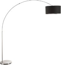 LS-L-SALFLR-BK Satin Nickel Contemporary Floor Lamp with Black Shade - Salon
