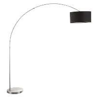 LS-L-SALFLR-BK Satin Nickel Contemporary Floor Lamp with Black Shade - Salon