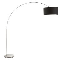 LS-L-SALFLR-BK Satin Nickel Contemporary Floor Lamp with Black Shade - Salon-3
