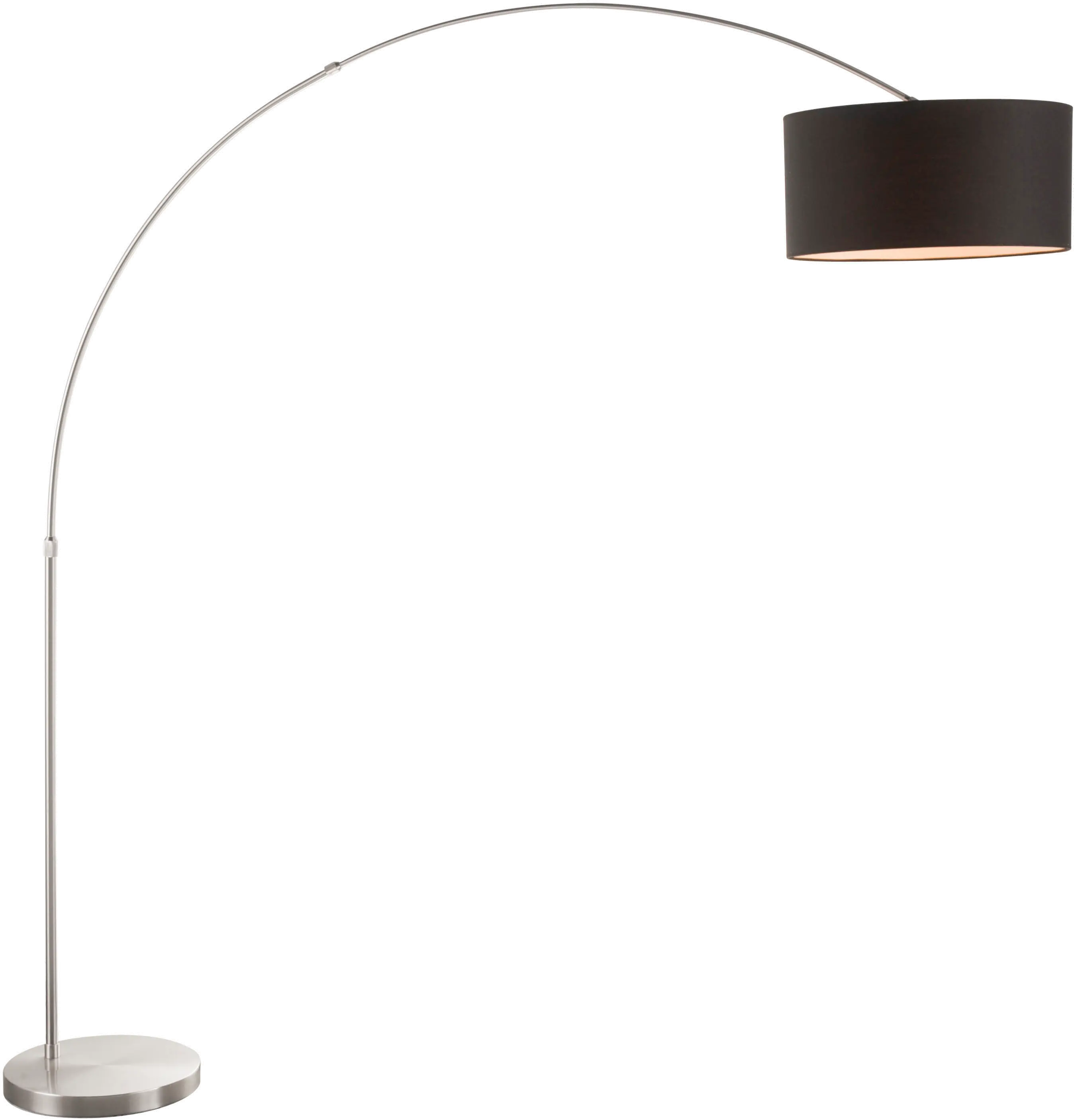 LS-L-SALFLR-BK Satin Nickel Contemporary Floor Lamp with Black Shade - Salon-4